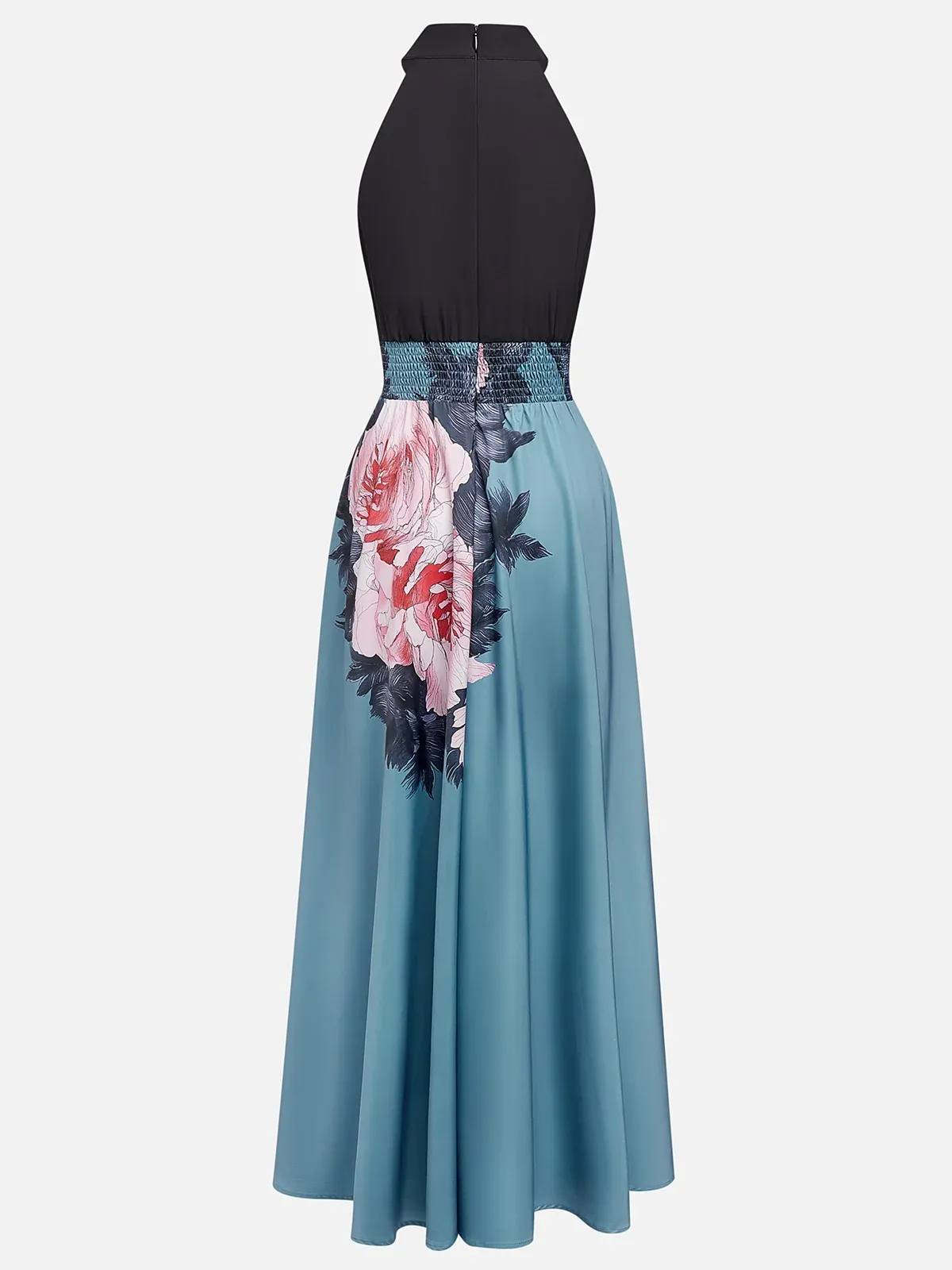 Elegant A-Line Halter Sleeveless Zipper Up Floor-Length Evening Dress