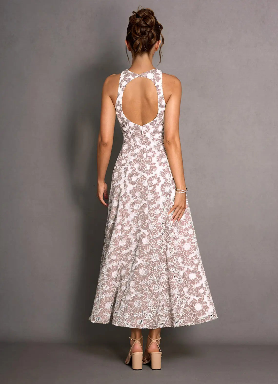 Elegant A-Line High Neck Sleeveless Backless Ankle-Length Evening Dress