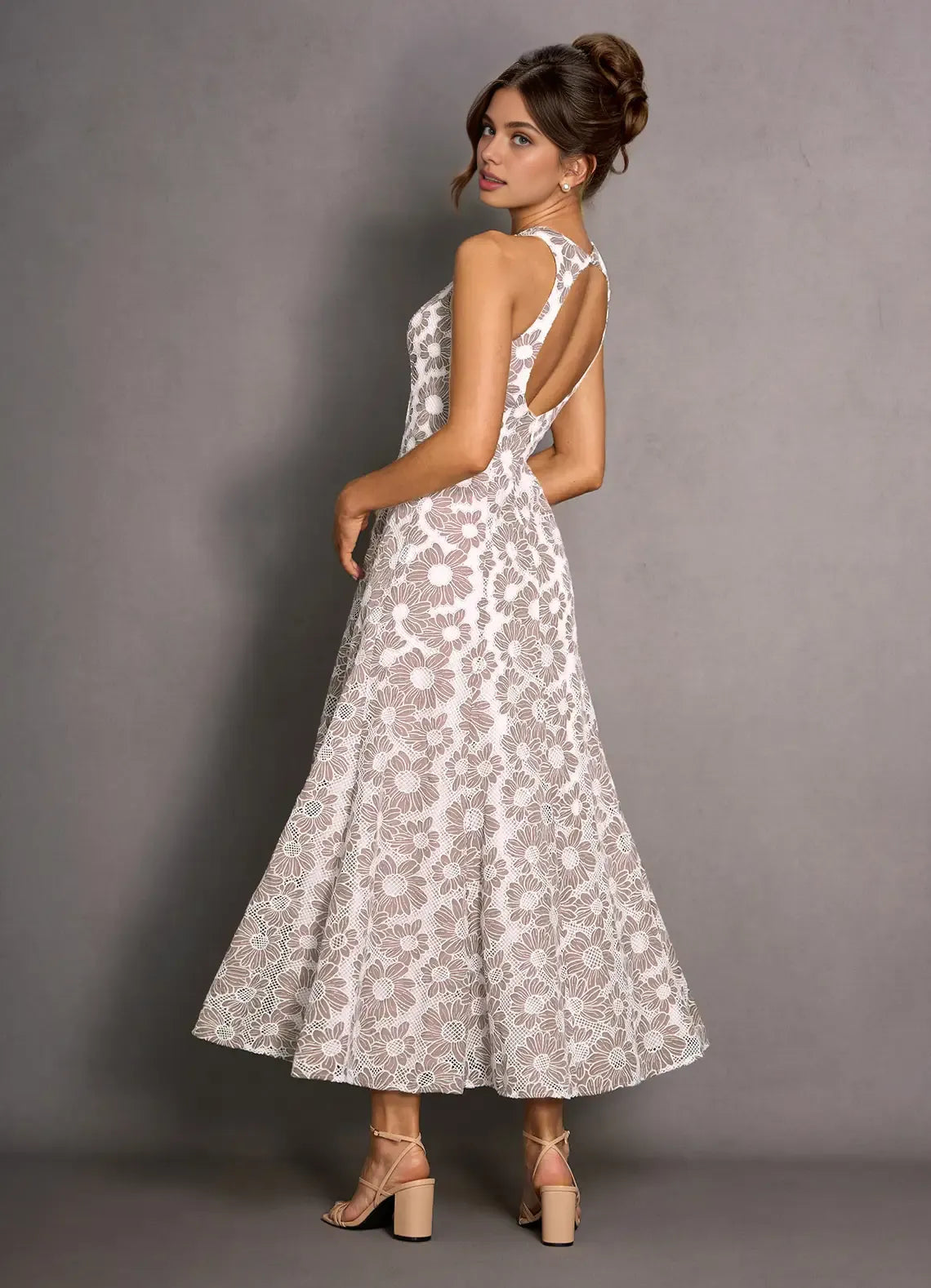 Elegant A-Line High Neck Sleeveless Backless Ankle-Length Evening Dress