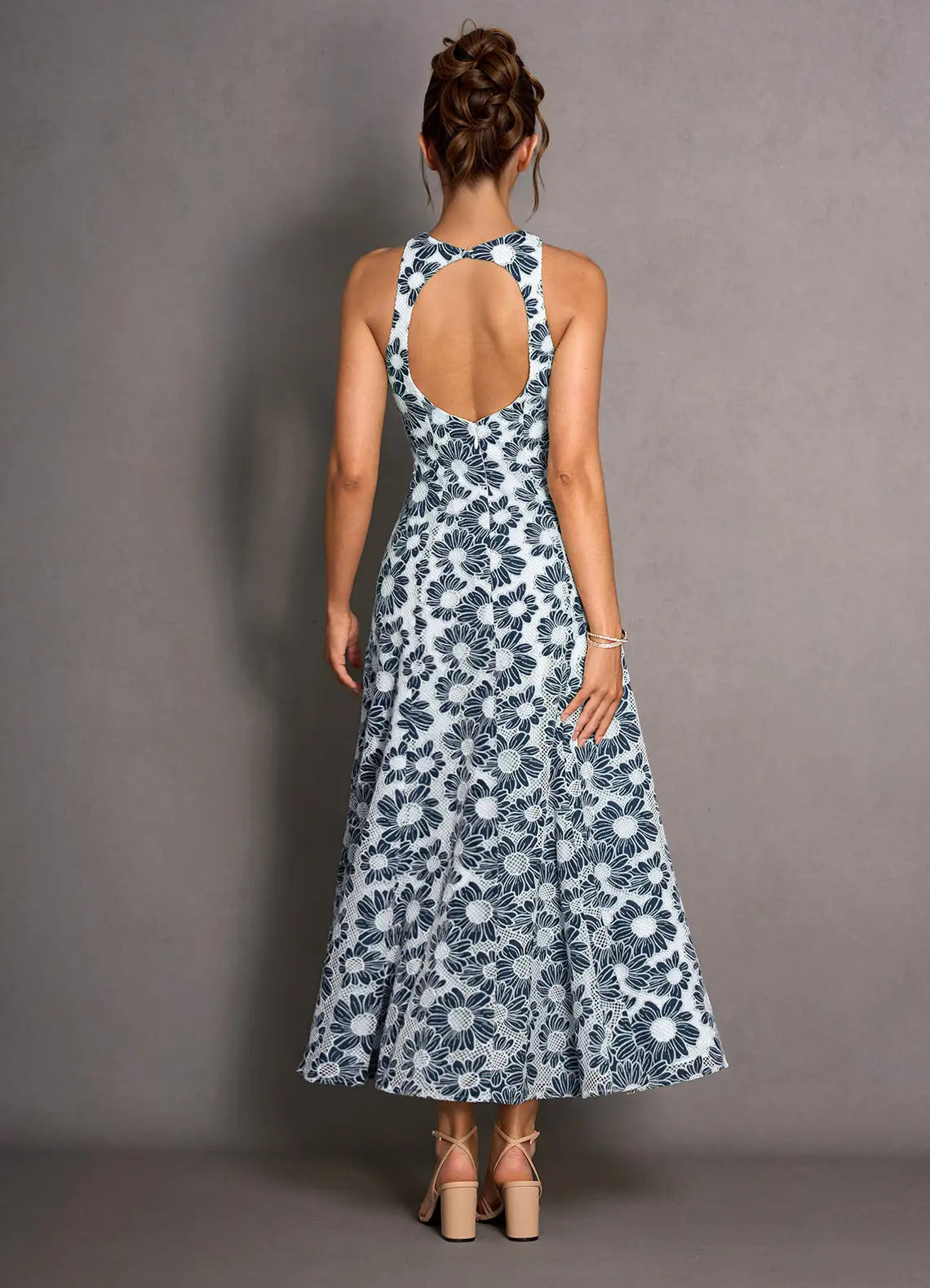 Elegant A-Line High Neck Sleeveless Backless Ankle-Length Evening Dress