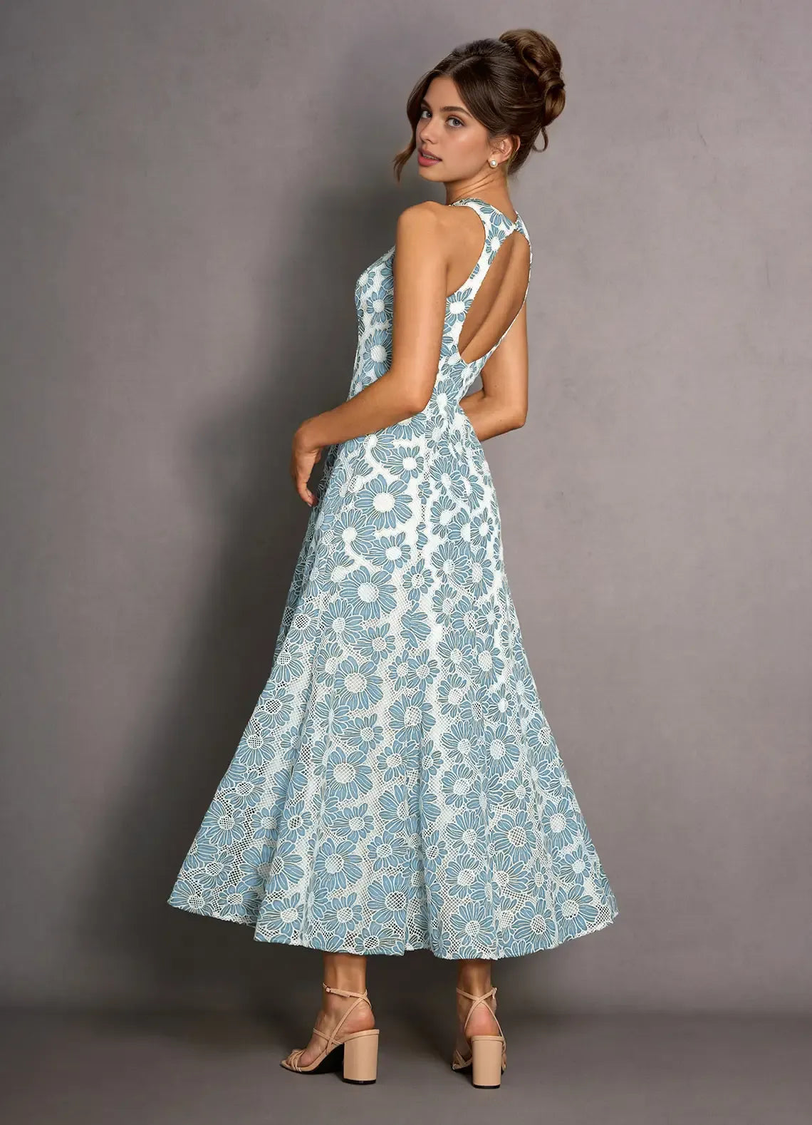 Elegant A-Line High Neck Sleeveless Backless Ankle-Length Evening Dress