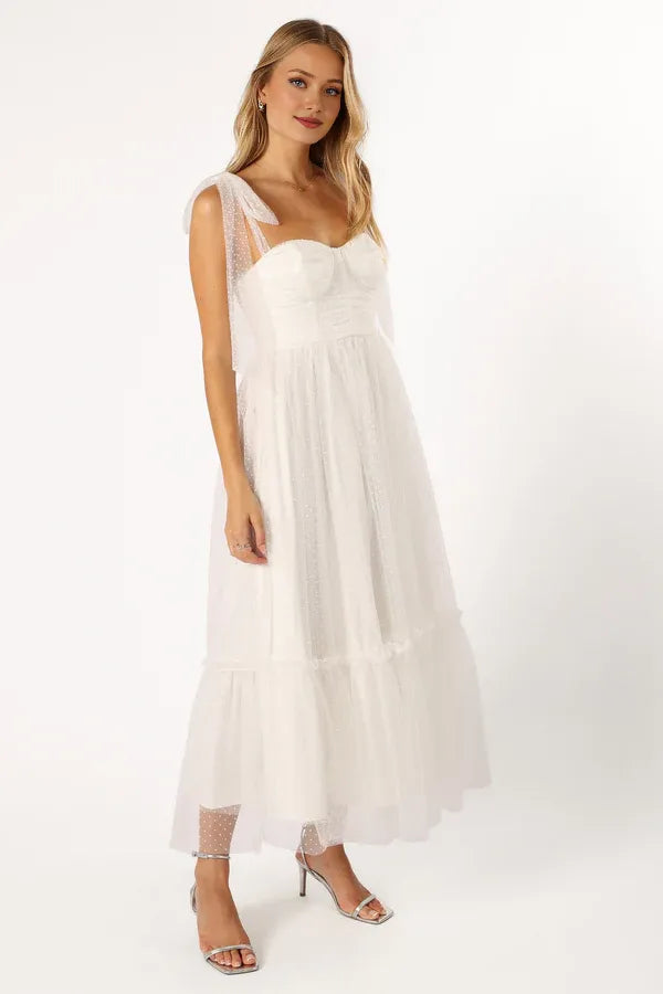 Elegant A-Line Off Shoulder Sleeveless Back Zip Ankle-Length Prom Dress