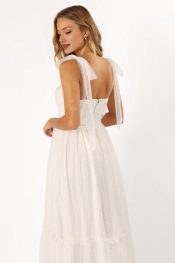 Elegant A-Line Off Shoulder Sleeveless Back Zip Ankle-Length Prom Dress