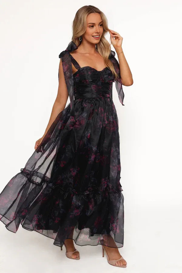 Elegant A-Line Off Shoulder Sleeveless Chiffon Ankle-Length Prom Dress