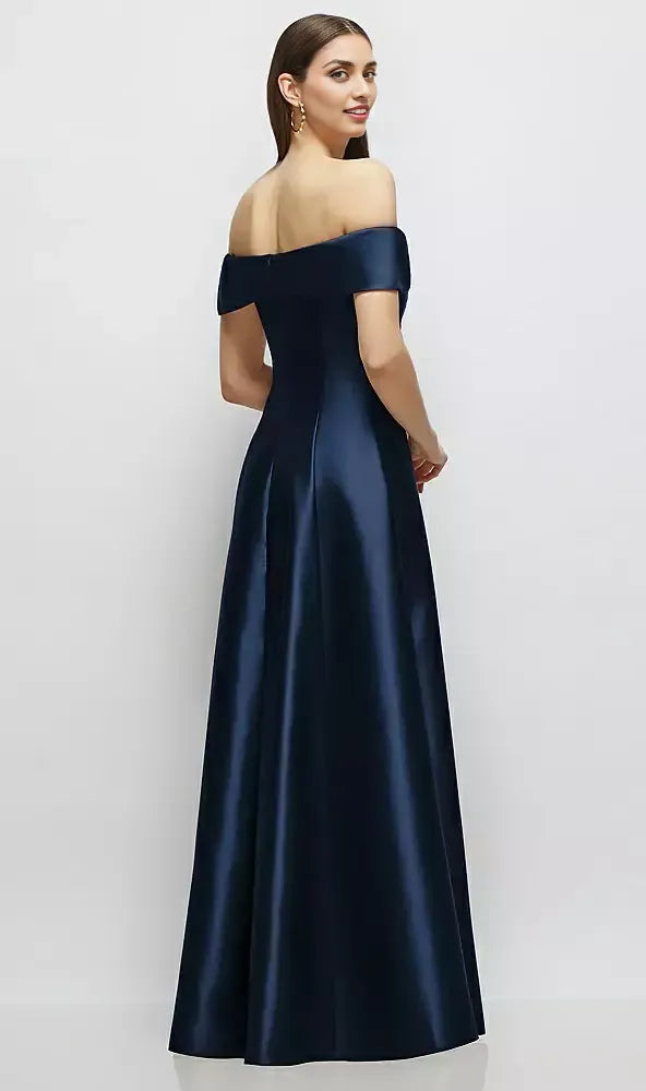 Elegant A-Line Off the Shoulder Cap Sleeve Backless Floor-Length Mother of the Bride Dress