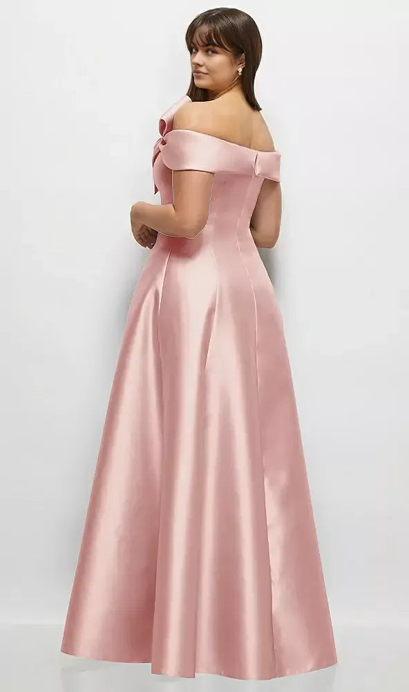 Elegant A-Line Off the Shoulder Cap Sleeve Backless Floor-Length Mother of the Bride Dress