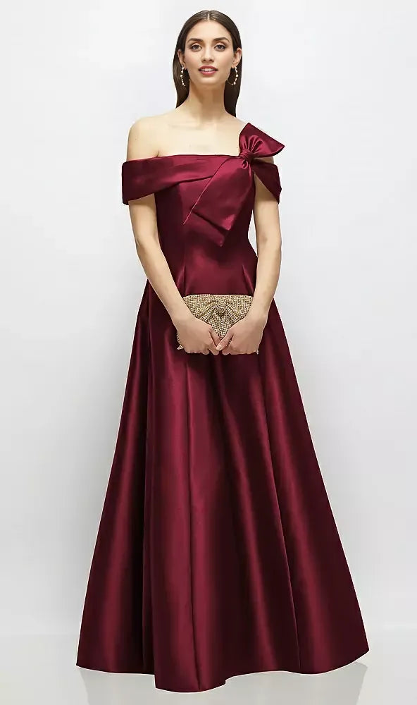Elegant A-Line Off the Shoulder Cap Sleeve Backless Floor-Length Mother of the Bride Dress