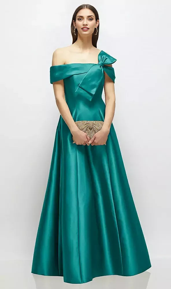 Elegant A-Line Off the Shoulder Cap Sleeve Backless Floor-Length Mother of the Bride Dress