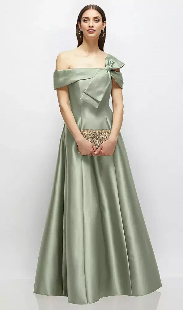 Elegant A-Line Off the Shoulder Cap Sleeve Backless Floor-Length Mother of the Bride Dress