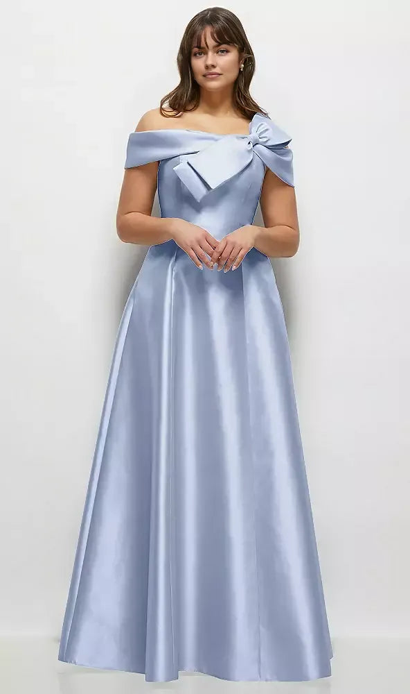Elegant A-Line Off the Shoulder Cap Sleeve Backless Floor-Length Mother of the Bride Dress