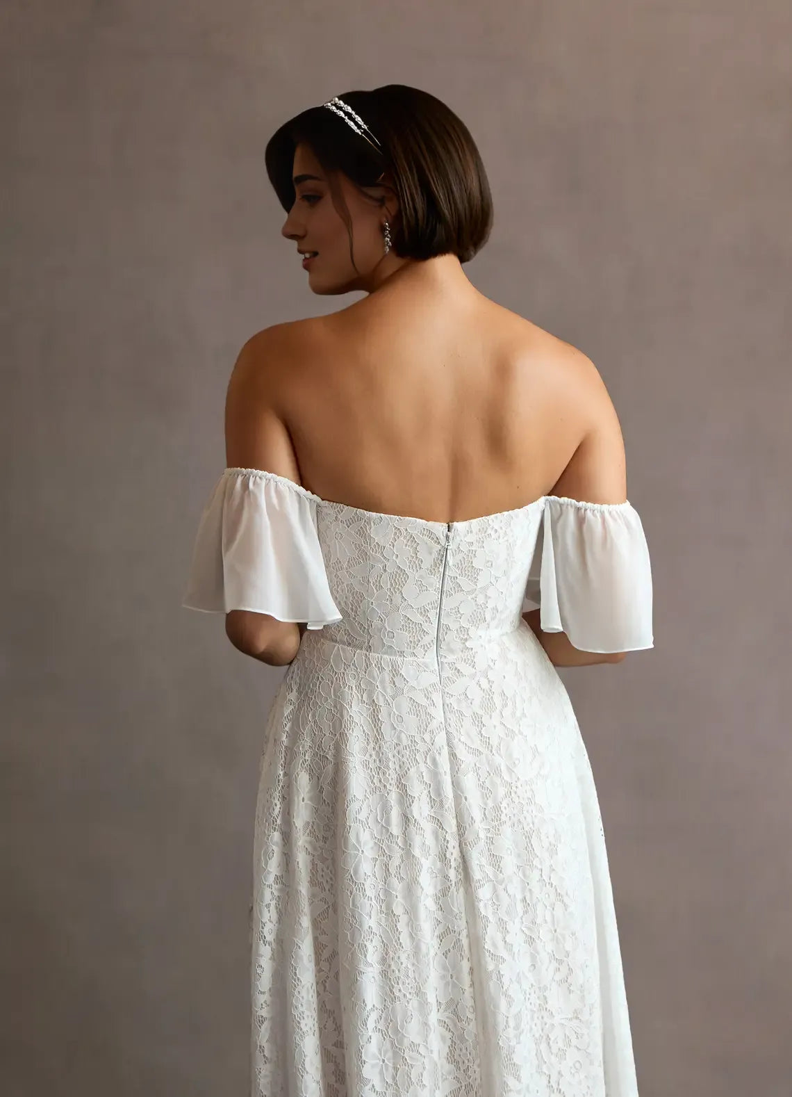 Elegant A-Line Off the Shoulder Sleeveless Back Zip Floor-Length Evening Dress