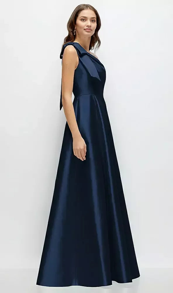 Elegant A-Line One Shoulder Sleeveless Backless Floor-Length Mother of the Bride Dress