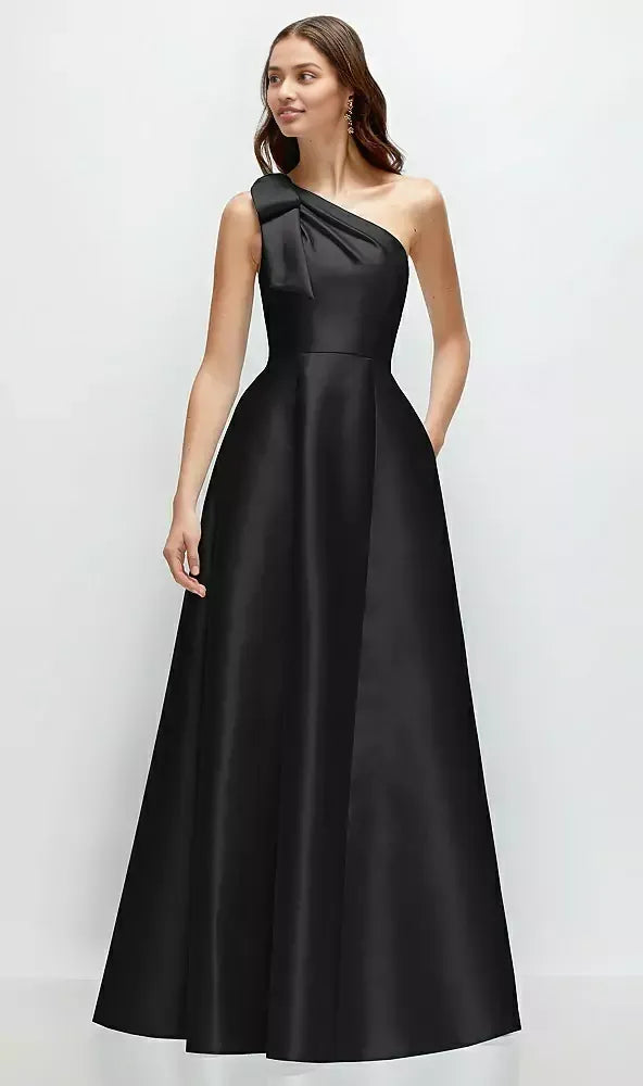 Elegant A-Line One Shoulder Sleeveless Backless Floor-Length Mother of the Bride Dress