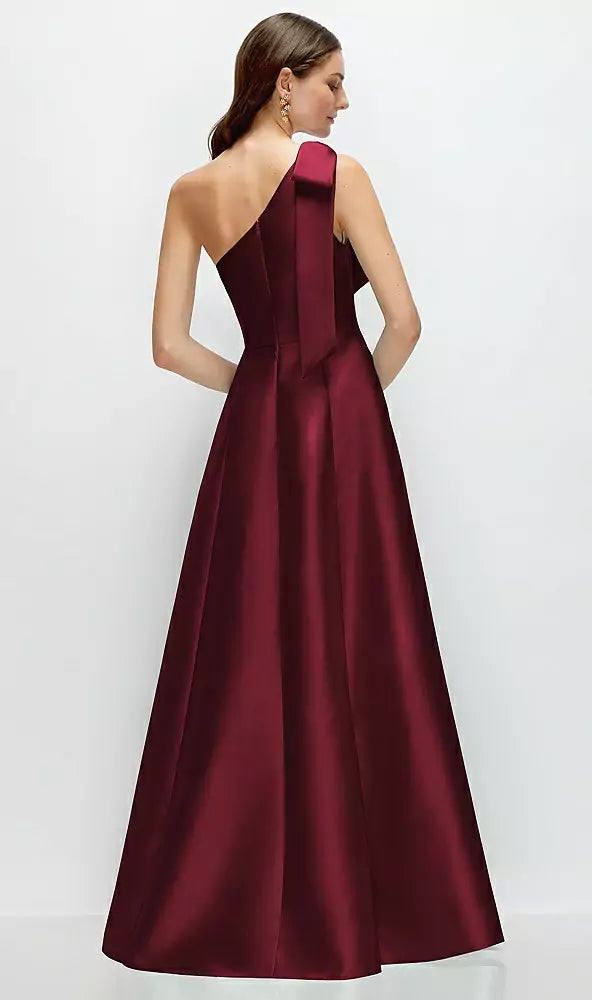 Elegant A-Line One Shoulder Sleeveless Backless Floor-Length Mother of the Bride Dress