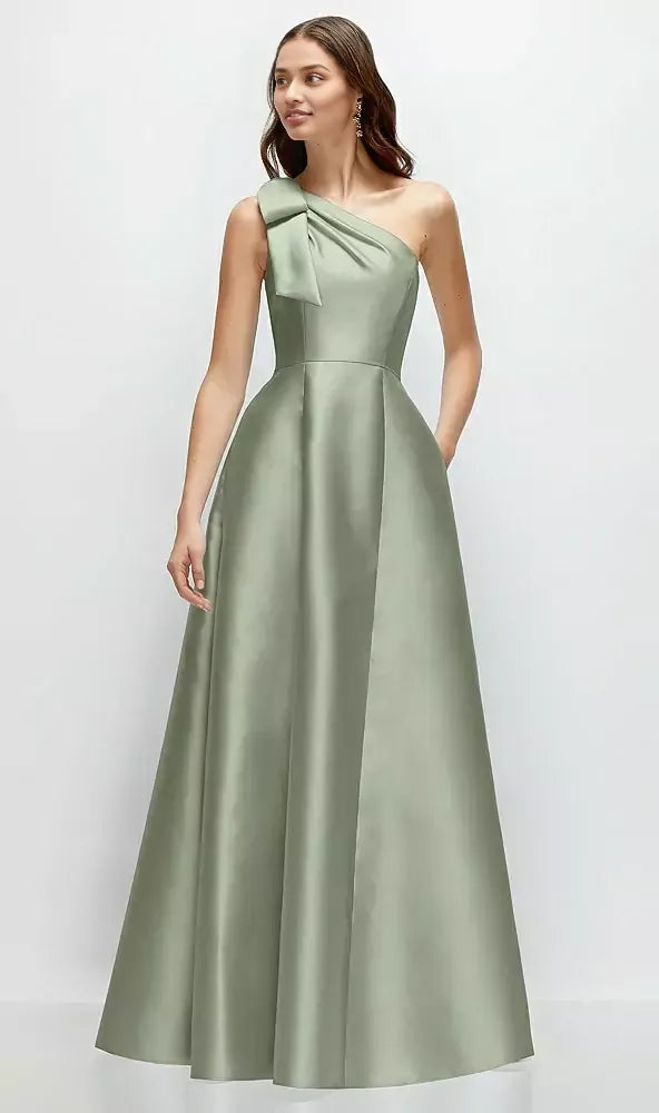 Elegant A-Line One Shoulder Sleeveless Backless Floor-Length Mother of the Bride Dress
