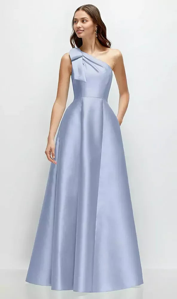 Elegant A-Line One Shoulder Sleeveless Backless Floor-Length Mother of the Bride Dress