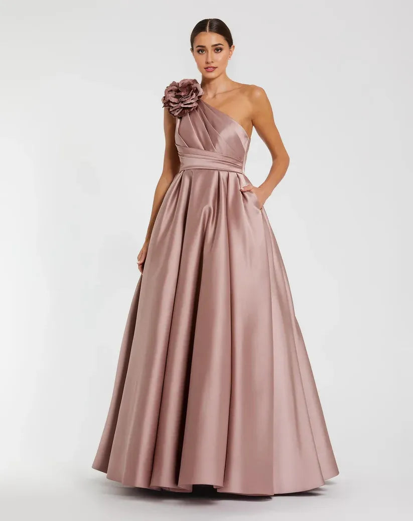 Elegant A-Line One Shoulder Sleeveless Zipper Up Floor-Length Prom Dress