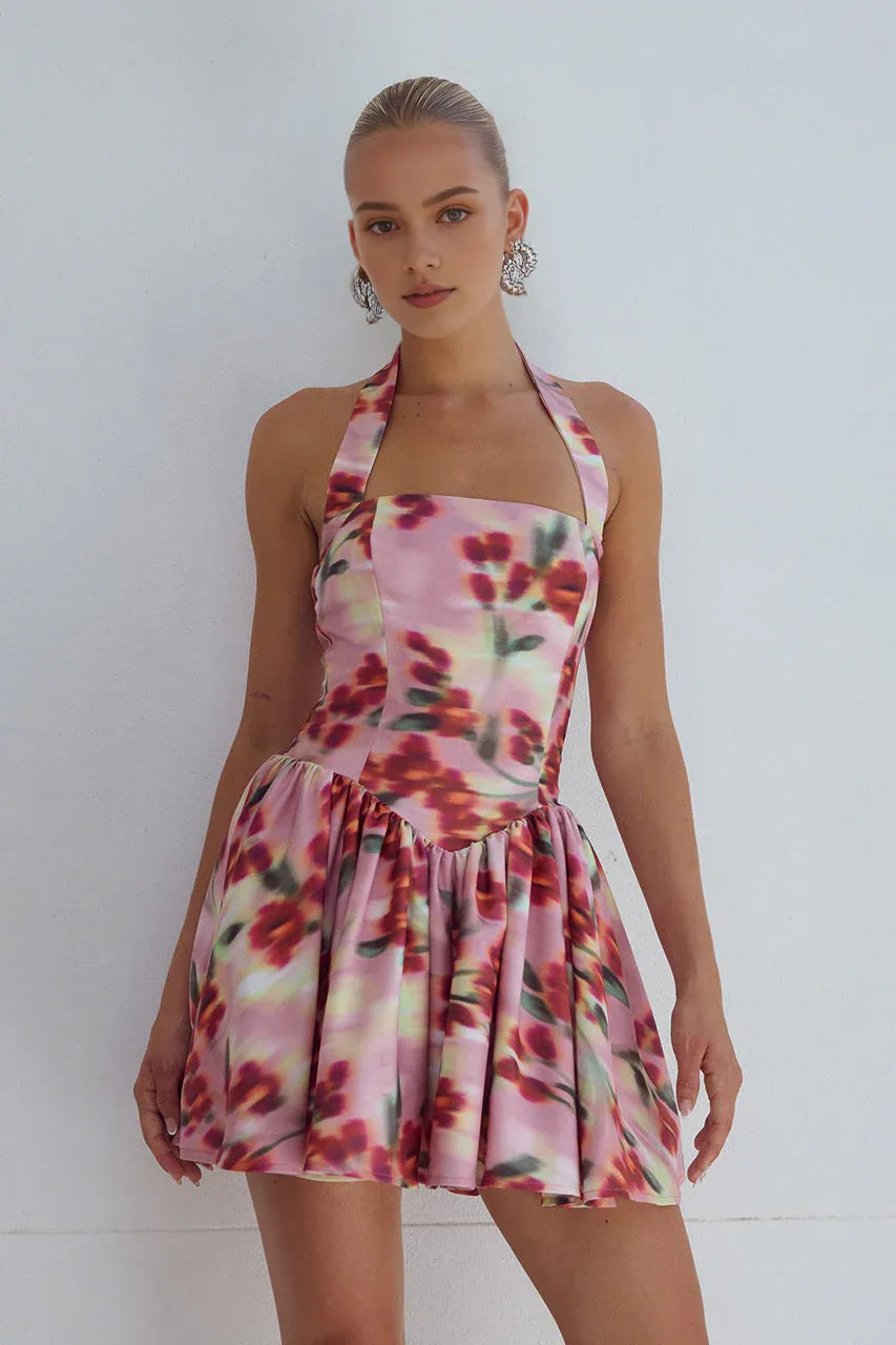 Elegant A-Line/Princess Halter Neck Sleeveless Backless Short-Mini Homecoming Dress