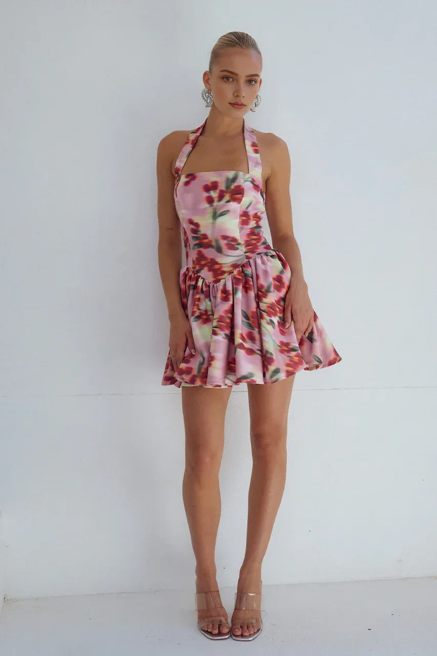 Elegant A-Line/Princess Halter Neck Sleeveless Backless Short-Mini Homecoming Dress