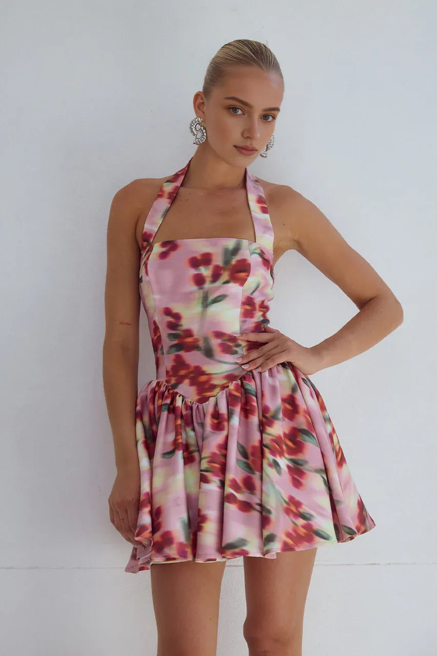 Elegant A-Line/Princess Halter Neck Sleeveless Backless Short-Mini Homecoming Dress