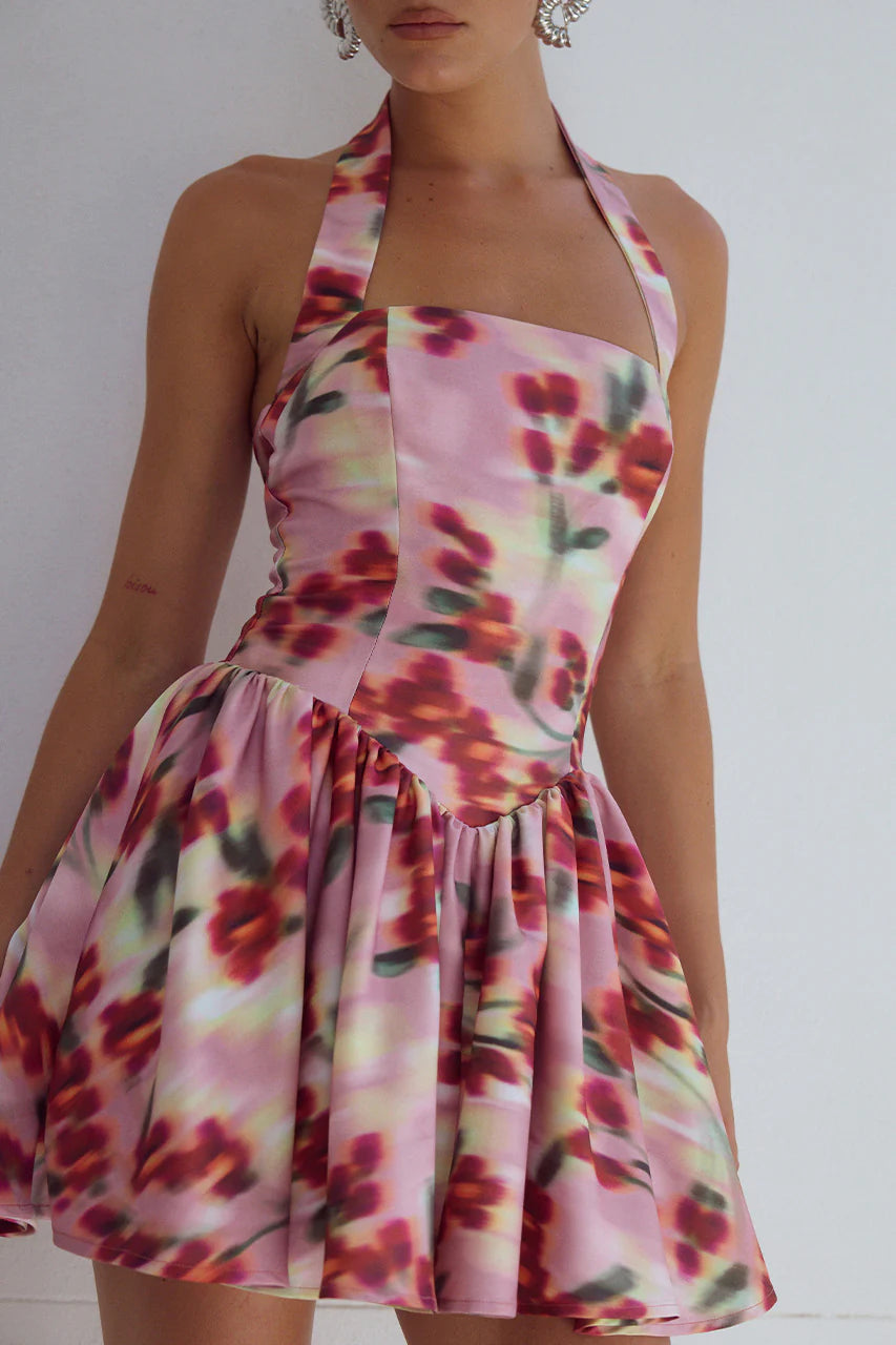 Elegant A-Line/Princess Halter Neck Sleeveless Backless Short-Mini Homecoming Dress