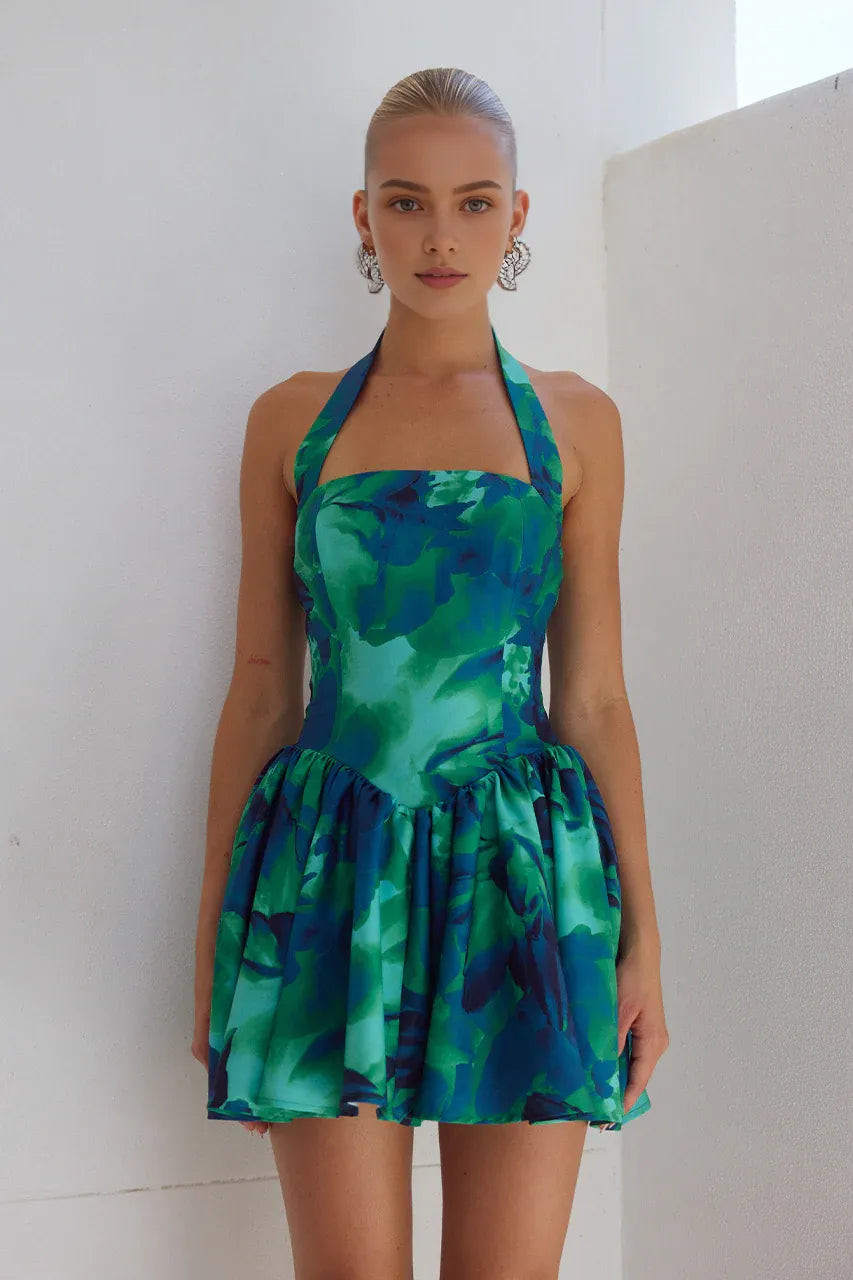 Elegant A-Line/Princess Halter Neck Sleeveless Backless Short-Mini Homecoming Dress