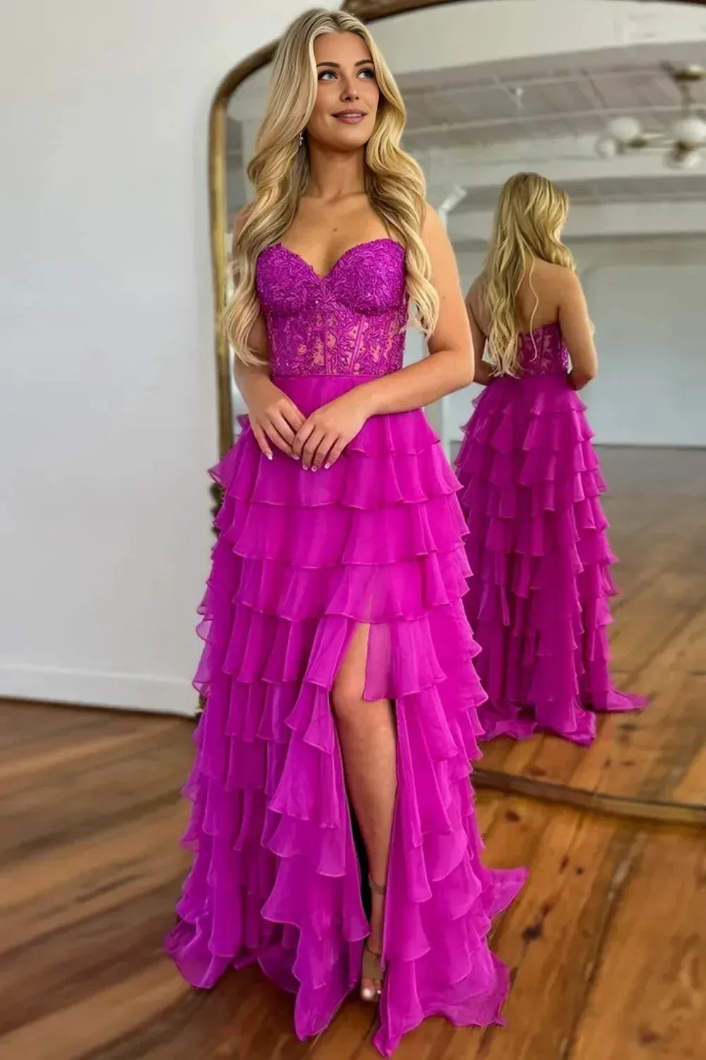 Elegant A-Line/Princess Sweetheart Sleeveless Criss Cross Back Floor-Length Prom Dress