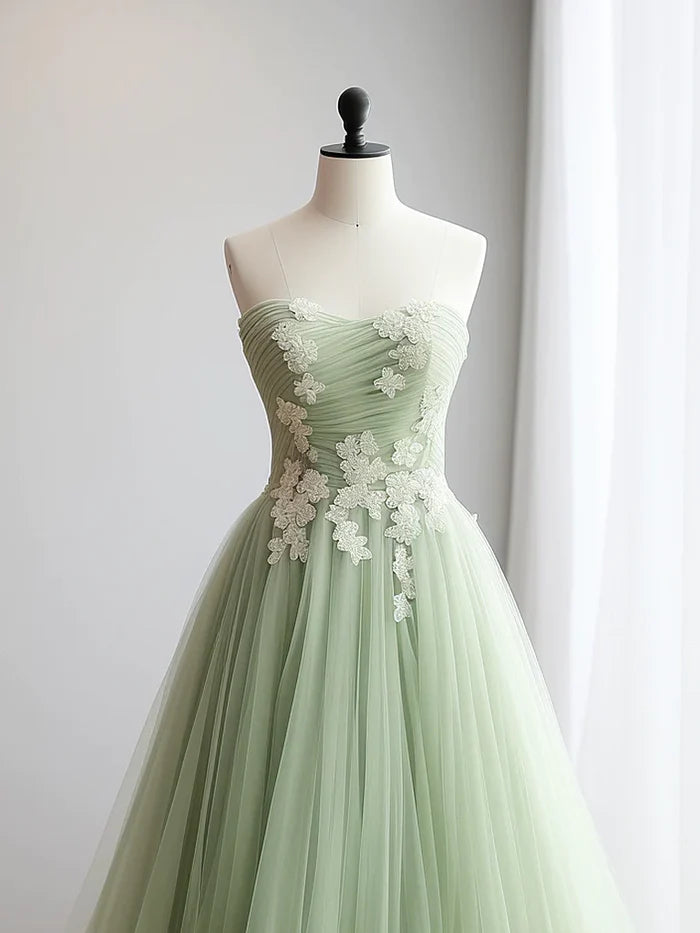 Elegant A-Line/Princess Sweetheart Sleeveless Lace Up Sweep/Brush Train Party Dresses