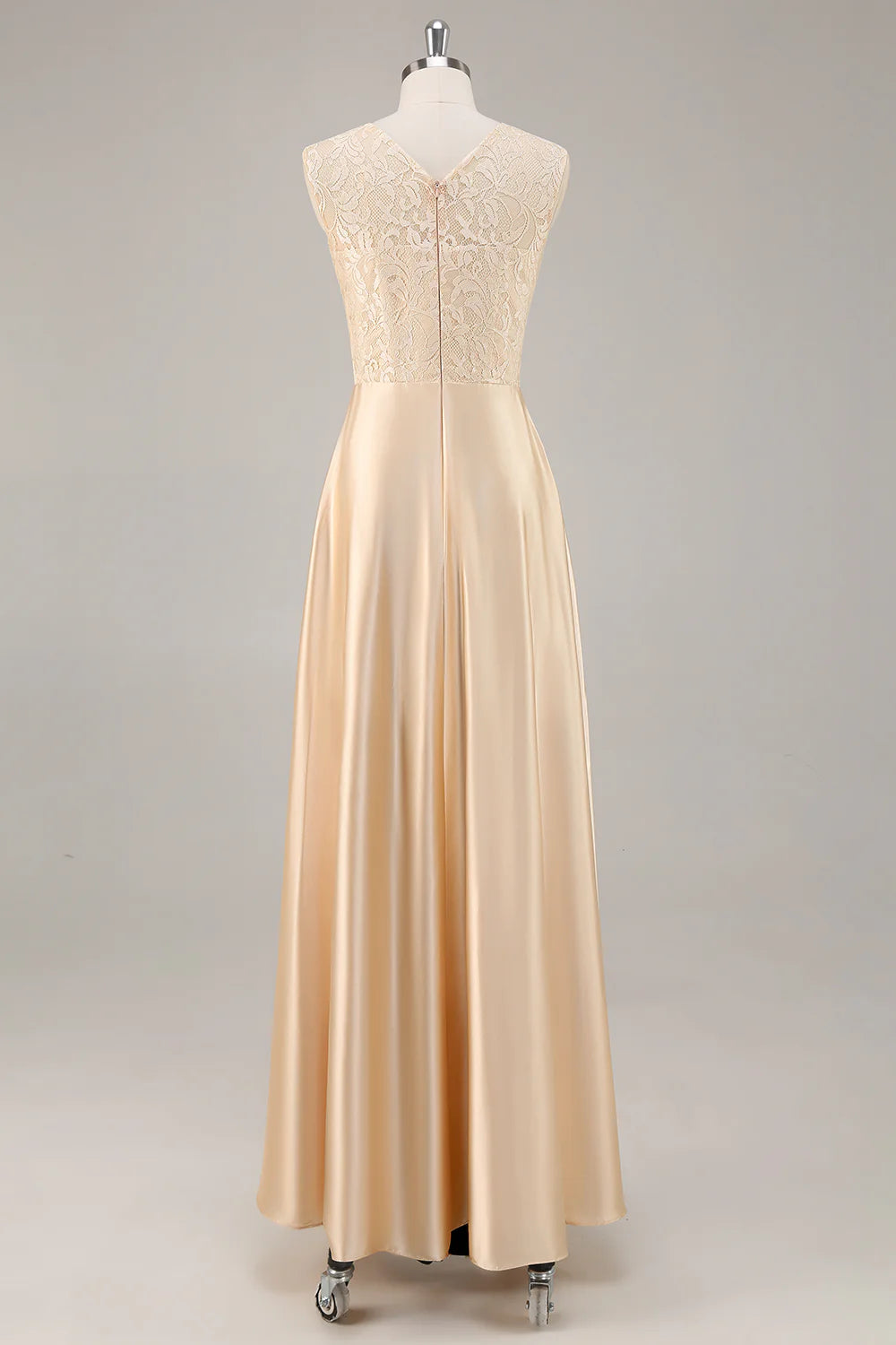 Elegant A-Line Scoop Neck Long Sleeve Zipper Up Floor-Length Mother of the Bride Dress