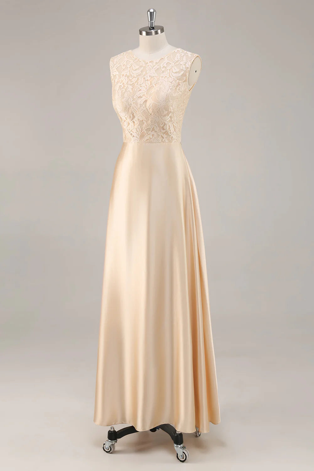 Elegant A-Line Scoop Neck Long Sleeve Zipper Up Floor-Length Mother of the Bride Dress