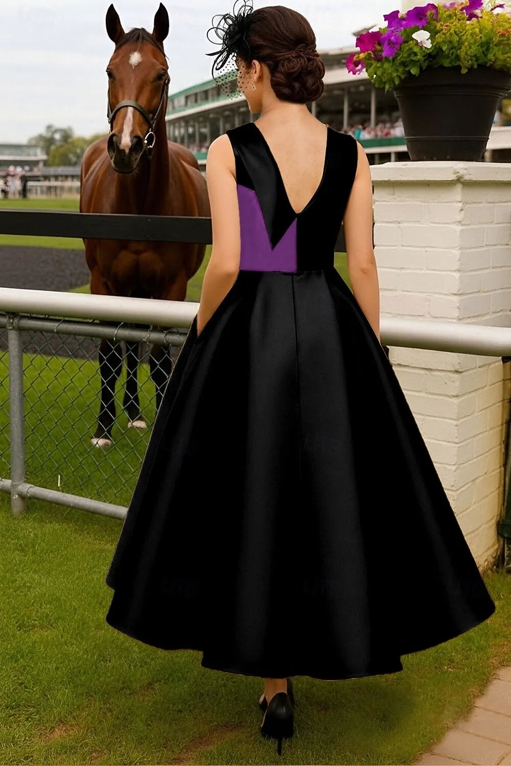 Elegant A-Line Sleeveless High Neck Satin Bow(s) Ankle-Length Mother of the Bride Dress