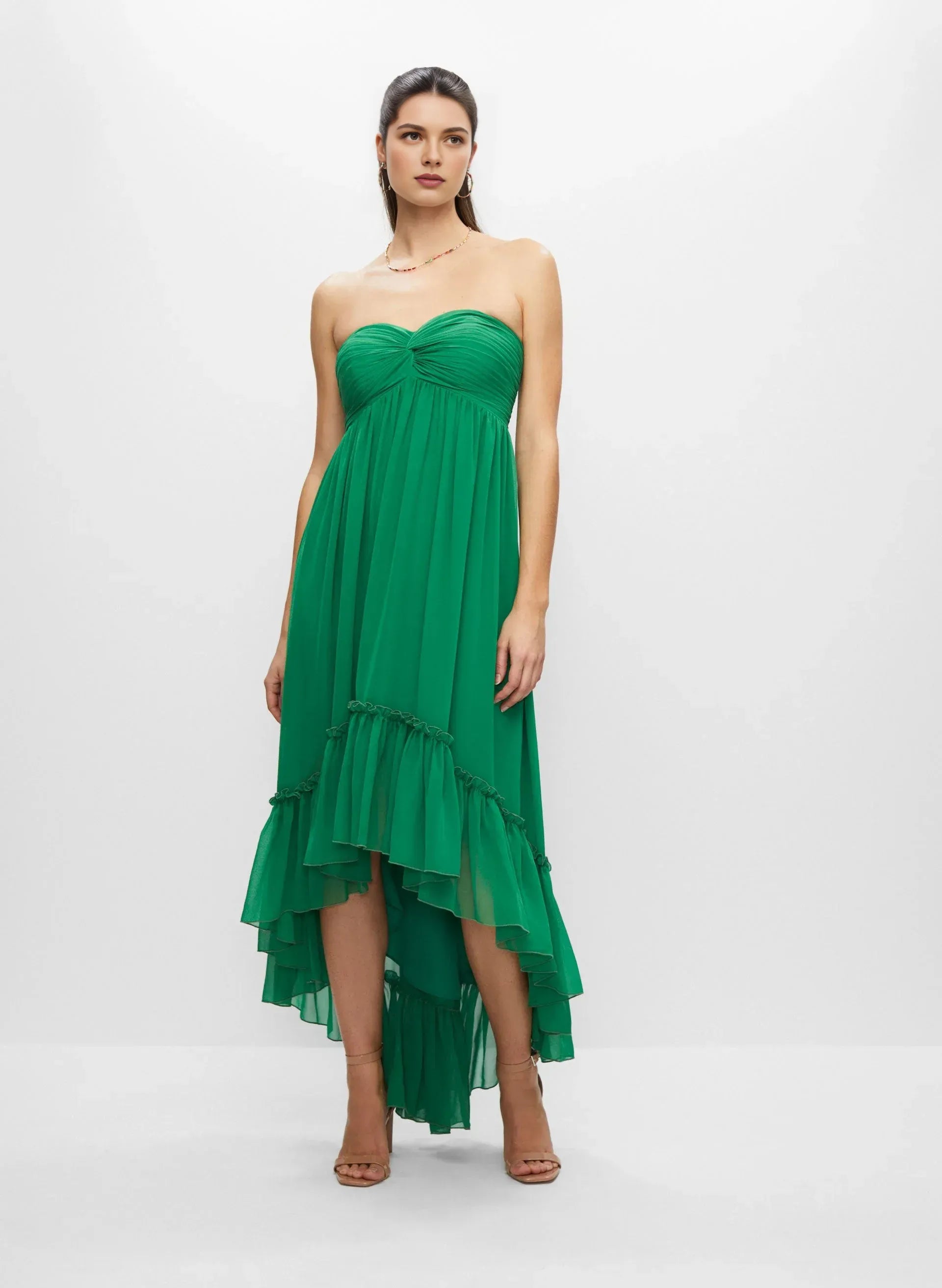 Elegant A-Line Spaghetti Straps Sleeveless Zipper Up Asymmetrical-Length Prom Dress