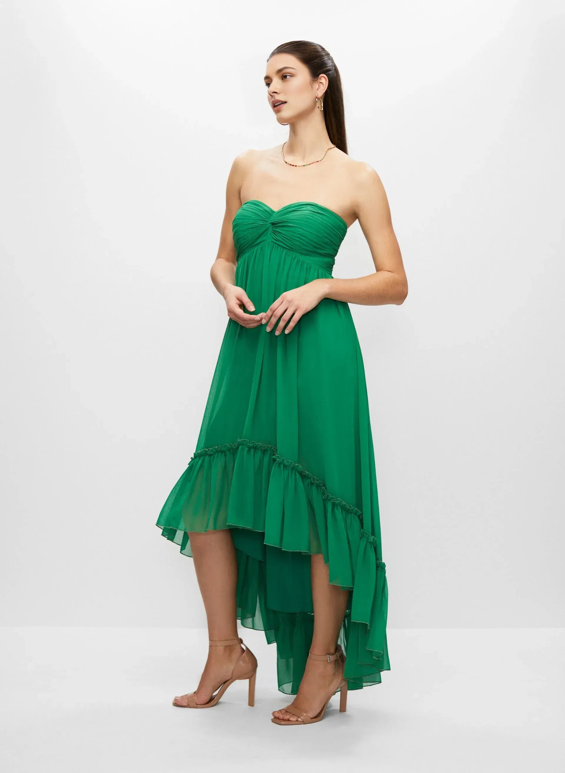 Elegant A-Line Spaghetti Straps Sleeveless Zipper Up Asymmetrical-Length Prom Dress