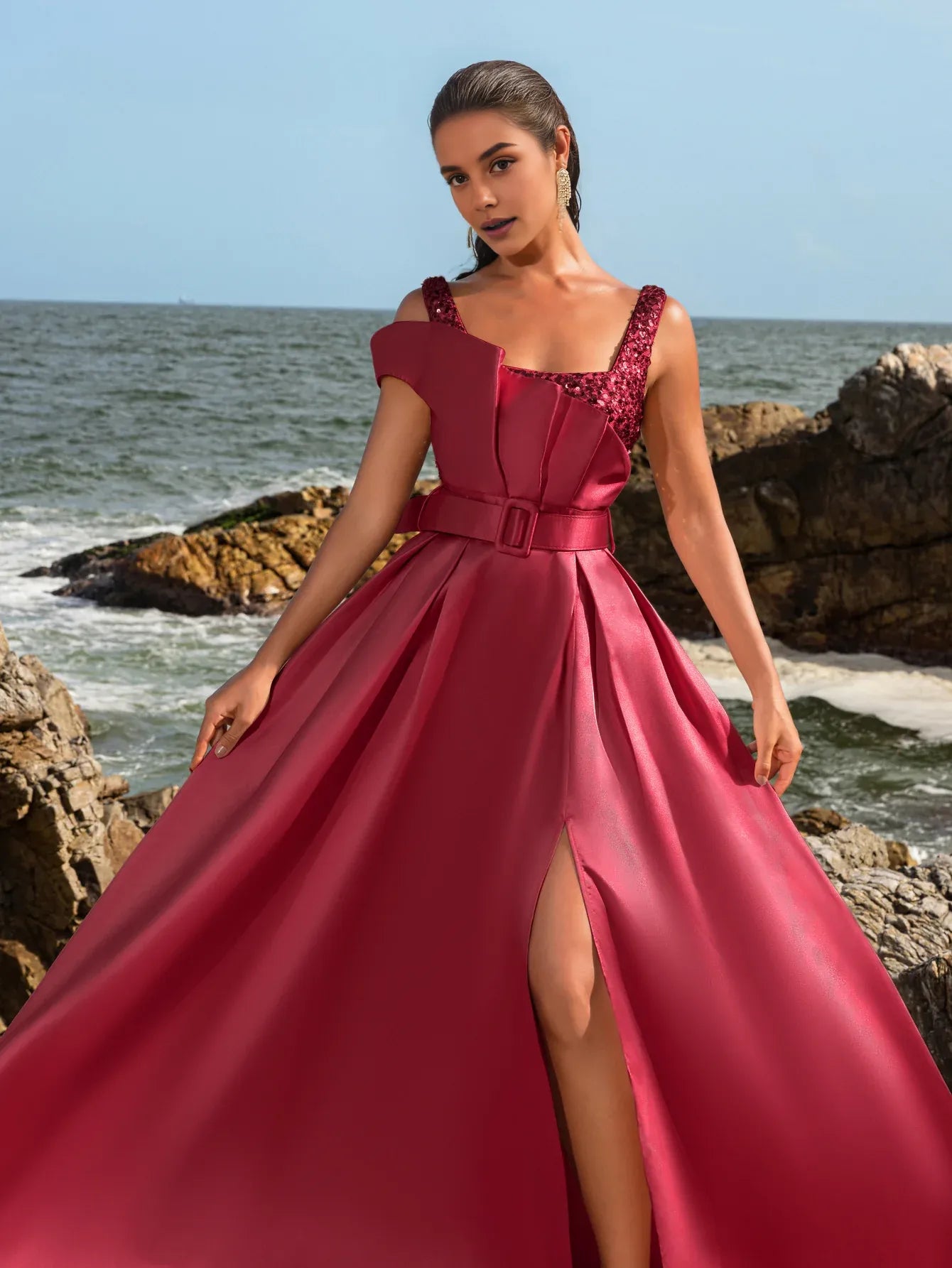 Elegant A-Line Square Neck Sleeveless Backless Floor-Length Prom Dress