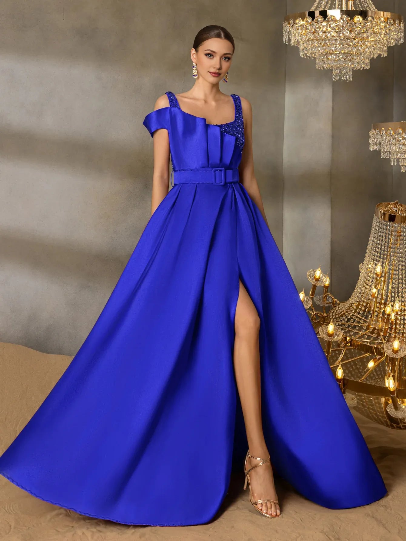 Elegant A-Line Square Neck Sleeveless Backless Floor-Length Prom Dress