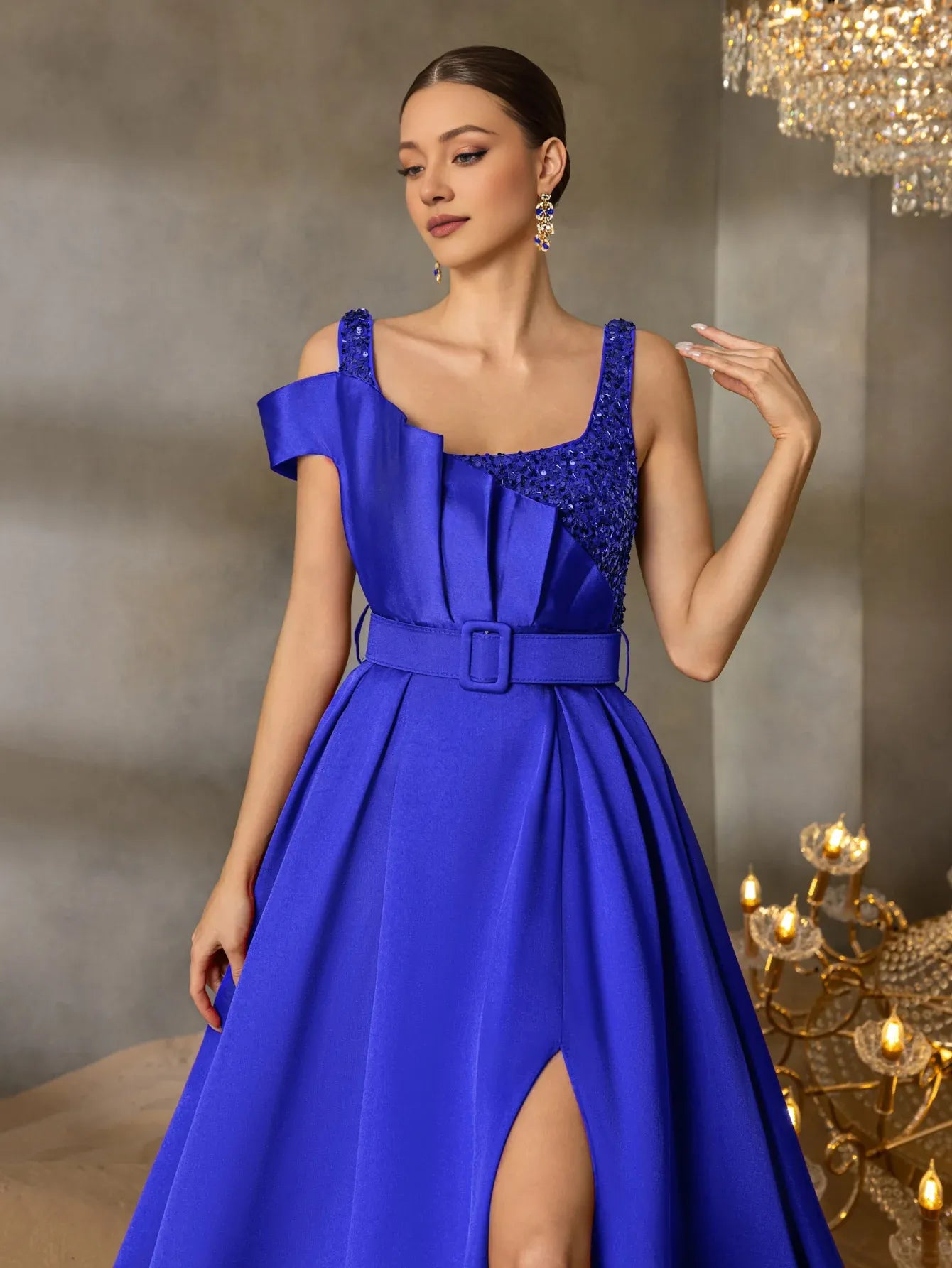 Elegant A-Line Square Neck Sleeveless Backless Floor-Length Prom Dress