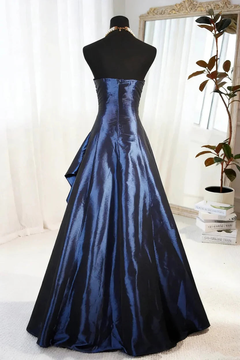 Elegant A-Line Strapless Sleeveless Backless Floor-Length Prom Dress