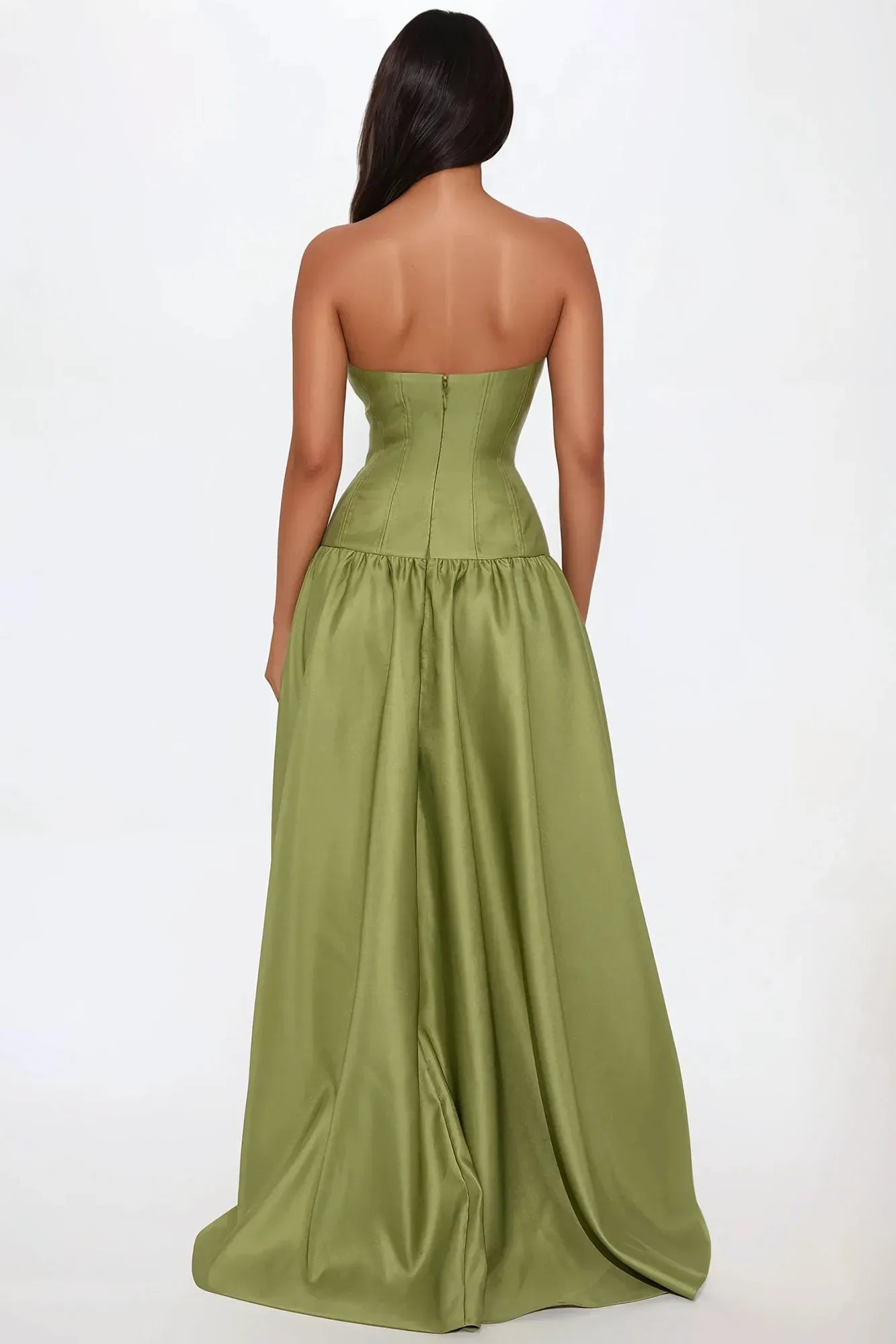 Elegant A-Line Strapless Sleeveless Zipper Back Floor Length Prom Dress