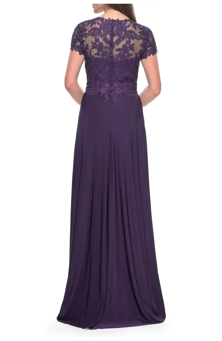 Elegant A-Line Sweetheart Short Sleeve Zipper Up Floor-Length Mother of the Bride Dress