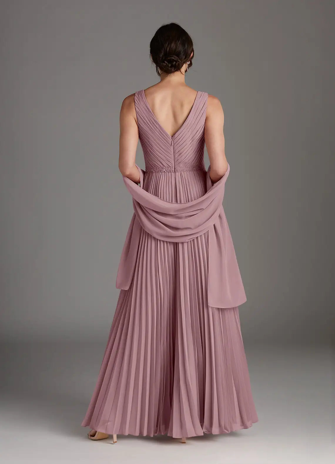 Elegant A-Line V-Neck Sleeveless V Back Floor-Length Mother of the Bride Dress