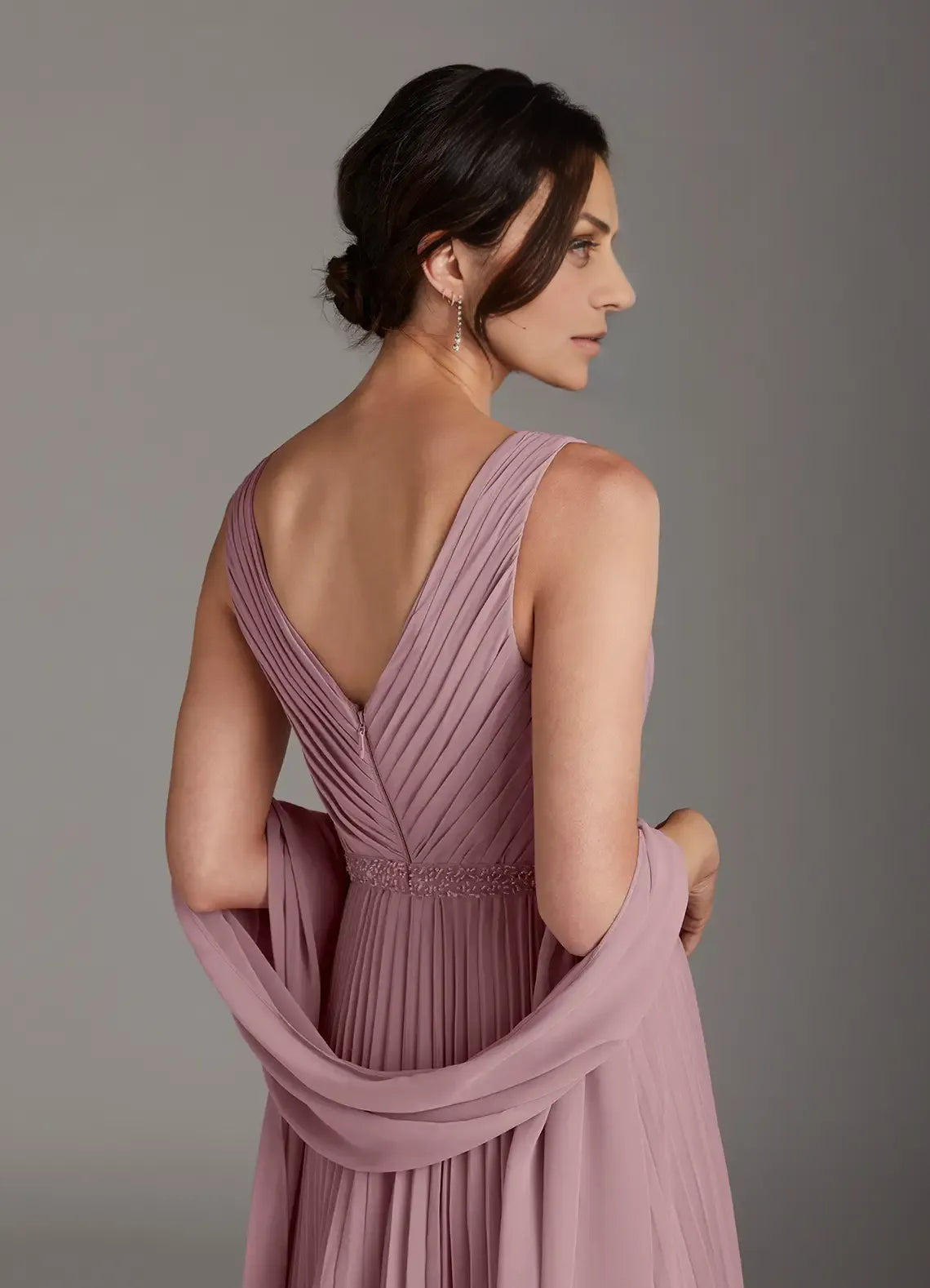 Elegant A-Line V-Neck Sleeveless V Back Floor-Length Mother of the Bride Dress