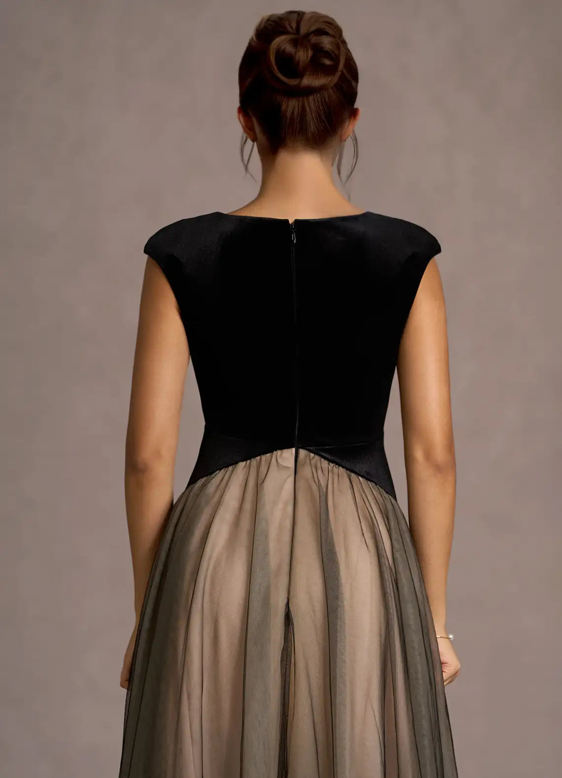 Elegant A-Line V Neck Sleeveless Back Zip Ankle-Length Evening Dress