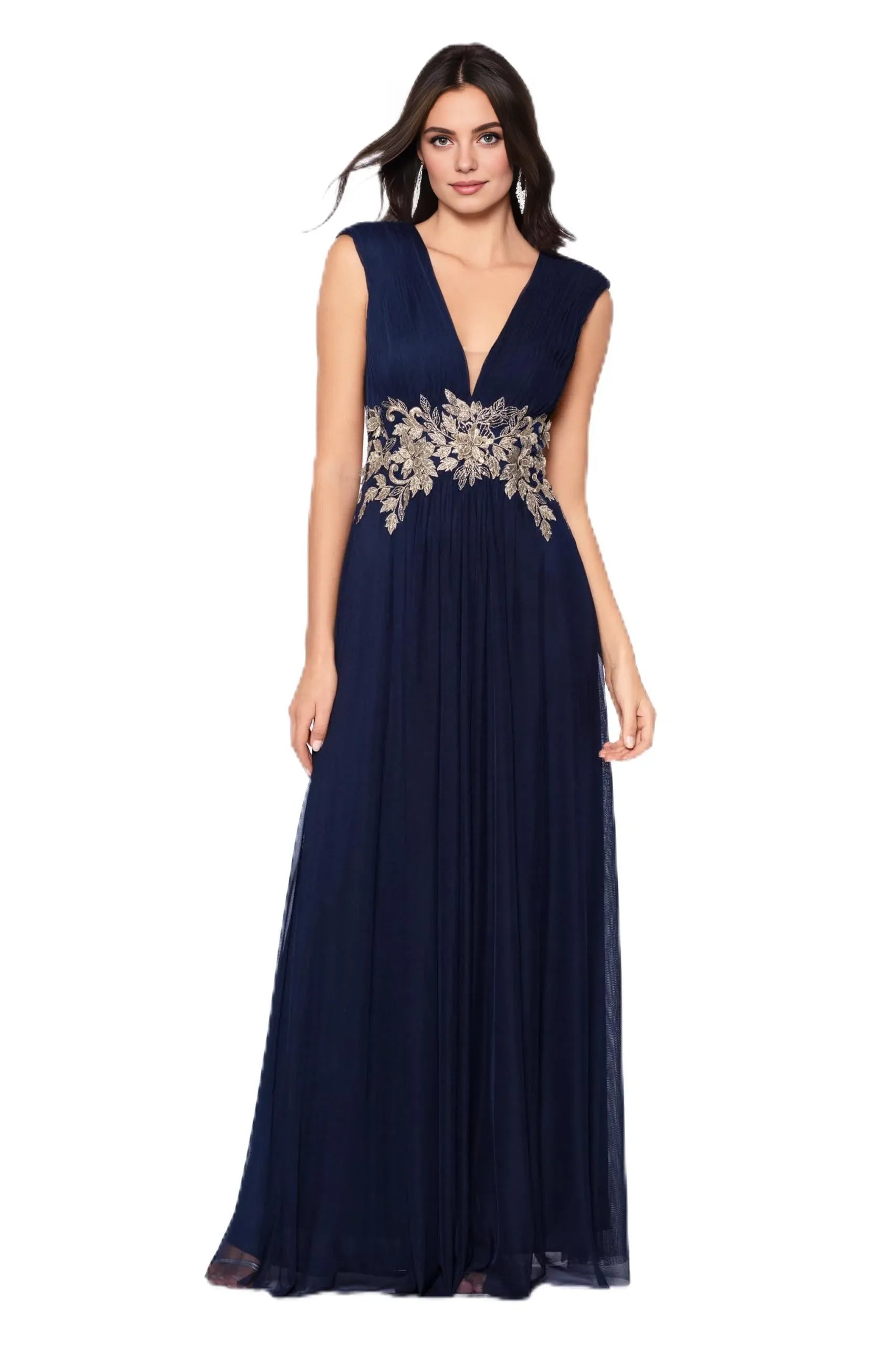 Elegant A-Line V Neck Sleeveless Backless Floor-Length Prom Dress