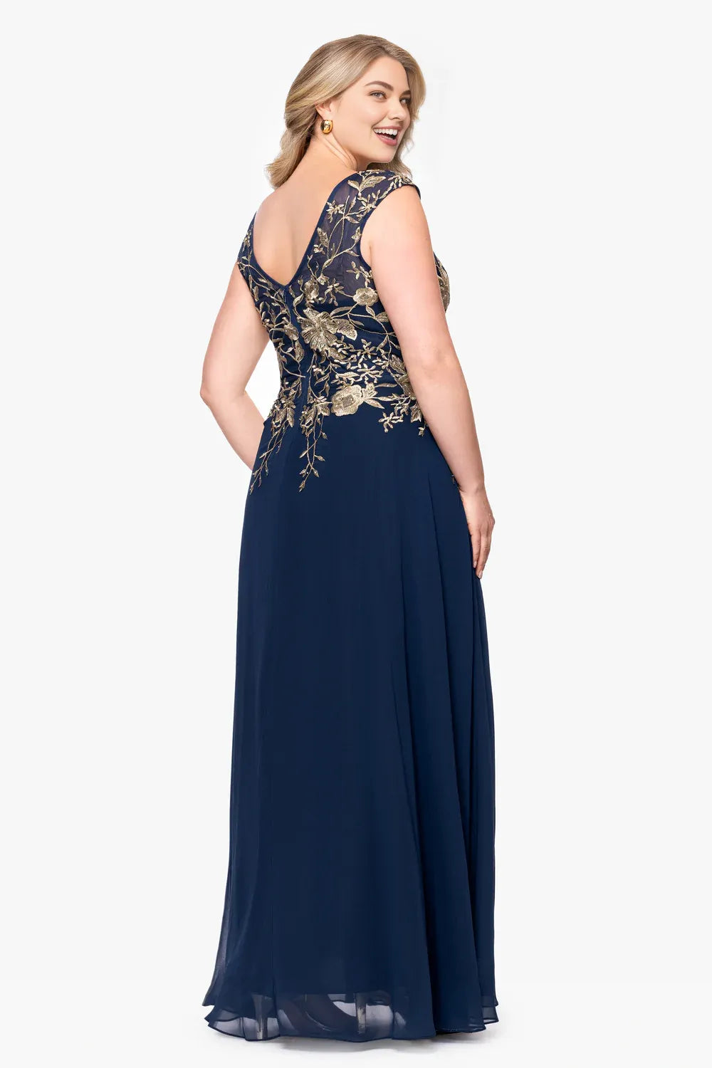 Elegant A-Line V Neck Sleeveless Chiffon Floor-Length Mother of the Bride Dress