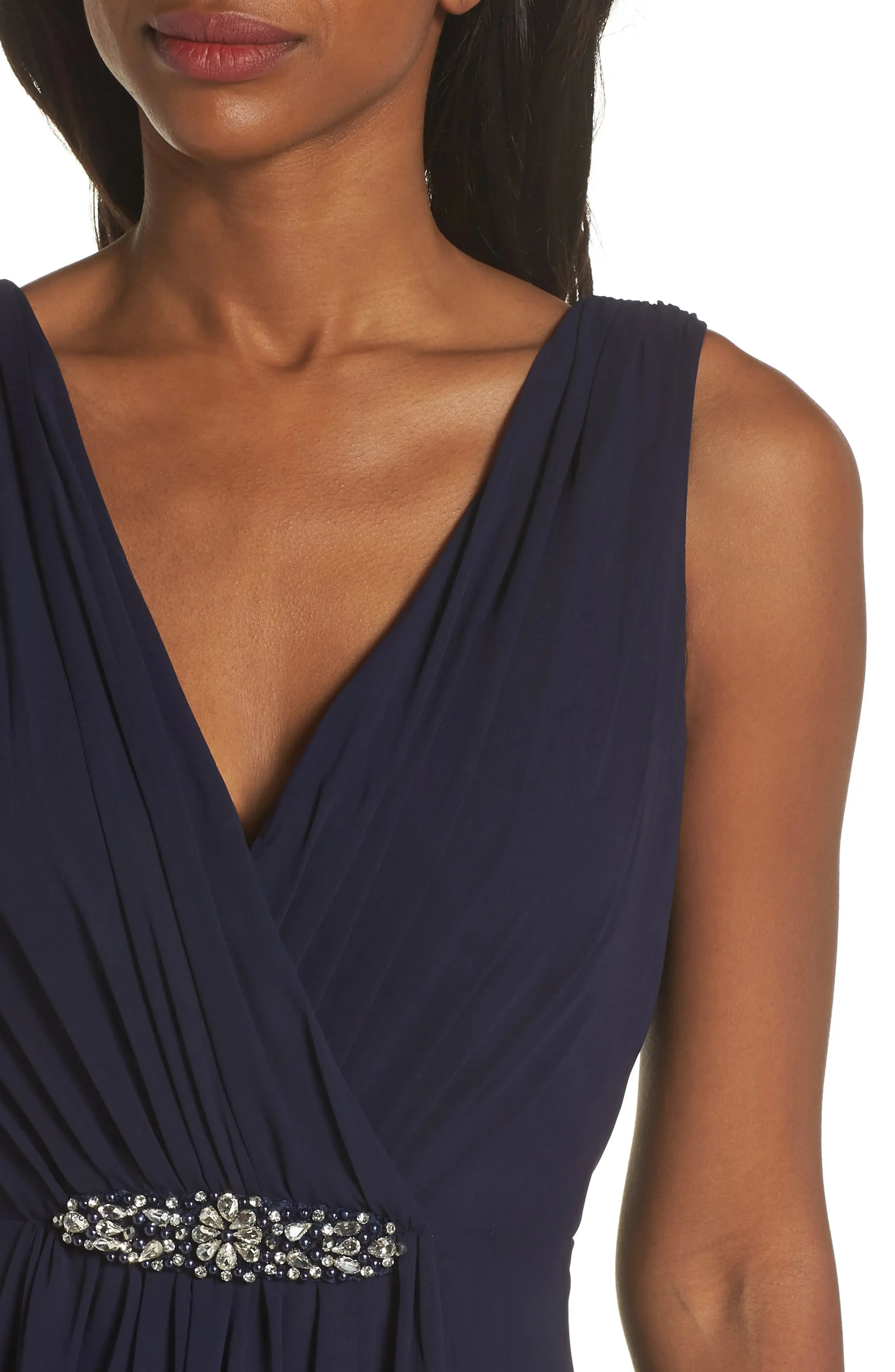 Elegant A-Line V Neck Sleeveless Chiffon High/Low Hem Prom Dress