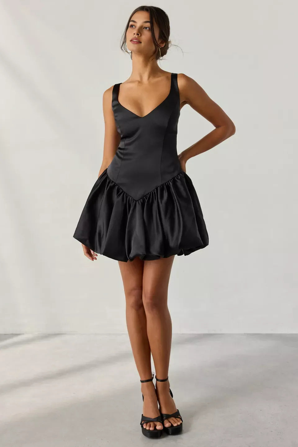 Elegant A-Line V Neck Sleeveless Satin Short-Mini Homecoming Dress