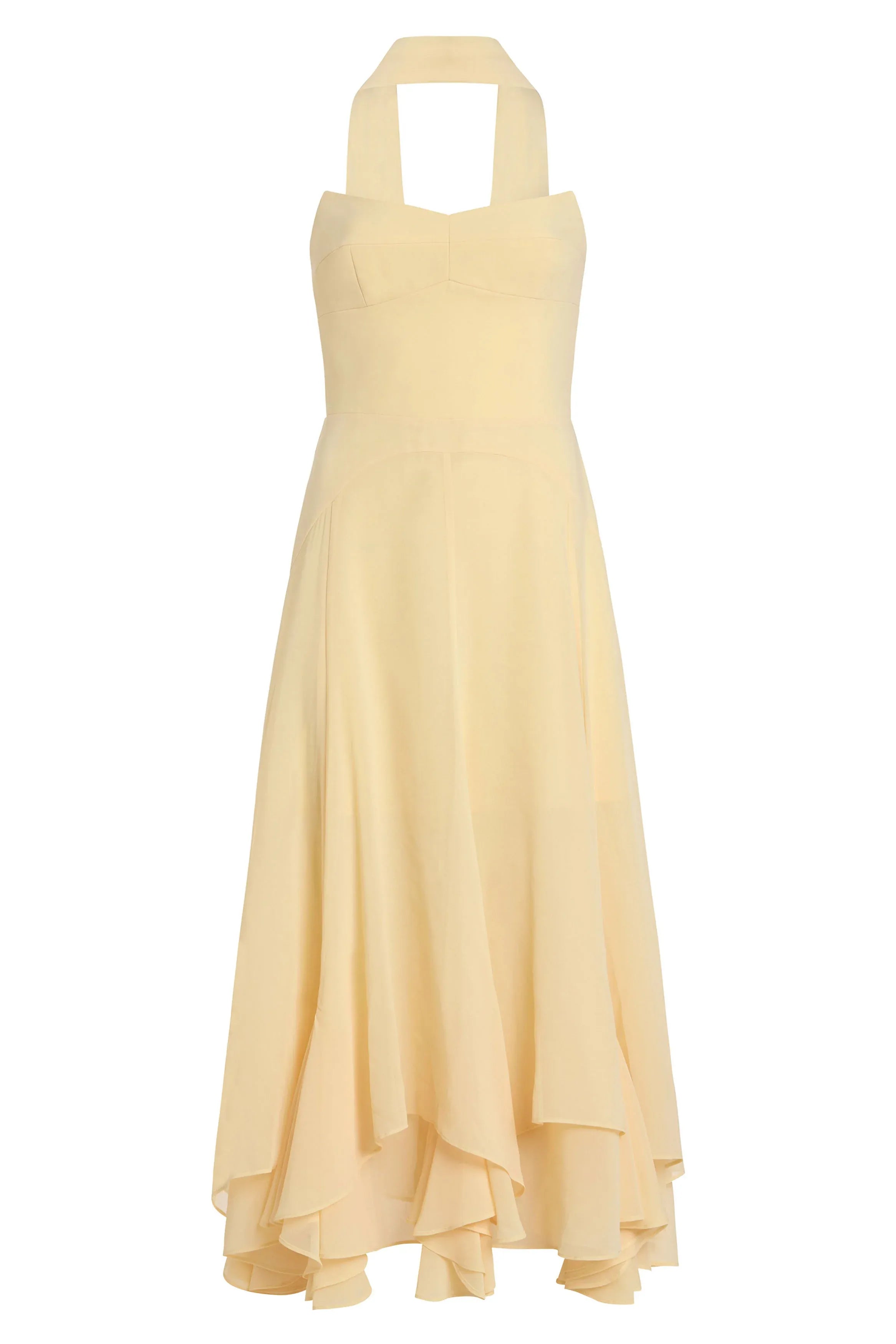 Elegant A-line Strapless Chiffon Halter Chiffon High Low Midi Prom Dress