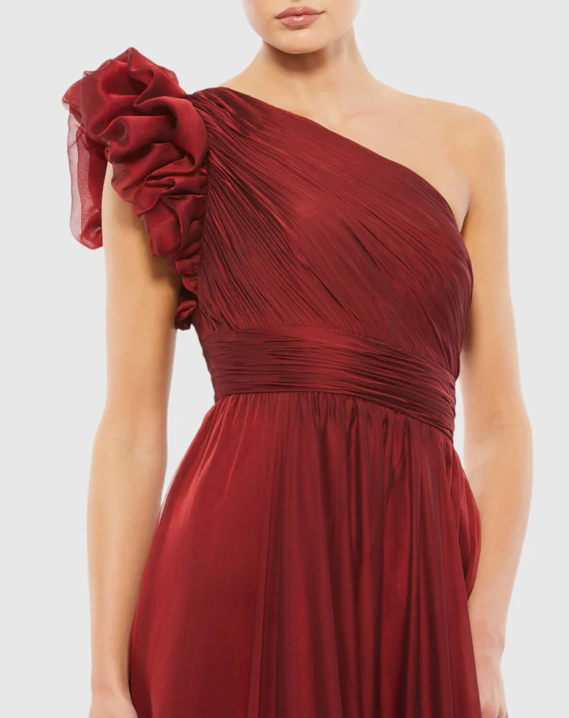 Elegant A Line One Shoulder Sleeveless Backless Sweep/Brush Train Prom Dress