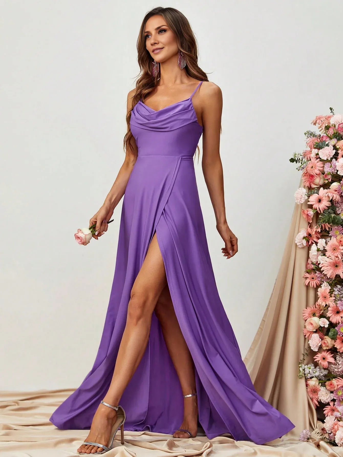 Elegant A Line Spaghetti Strap Sleeveless Backless Sweep/Brush Train Prom Dress