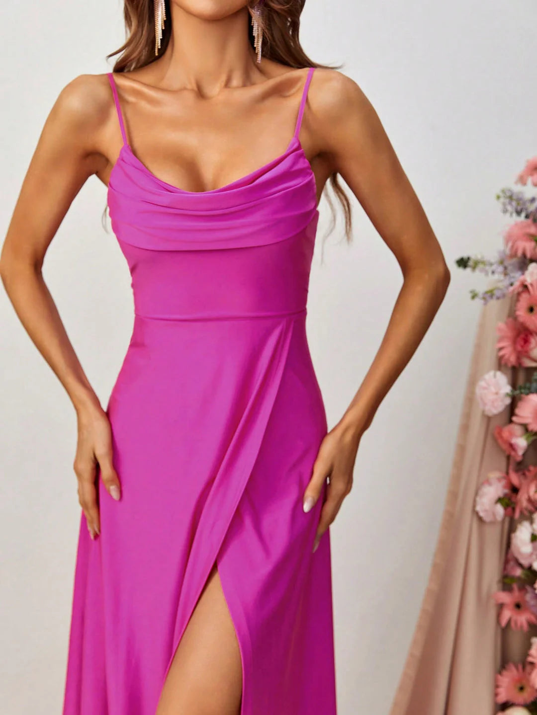 Elegant A Line Spaghetti Strap Sleeveless Backless Sweep/Brush Train Prom Dress